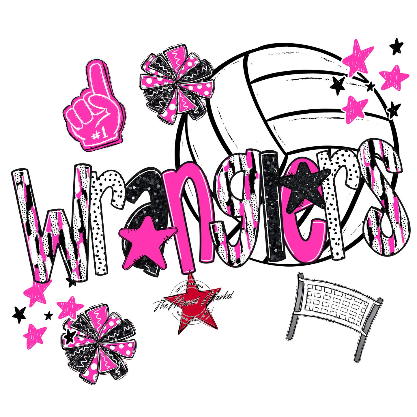 Wranglers Volleyball Scrape-Pink