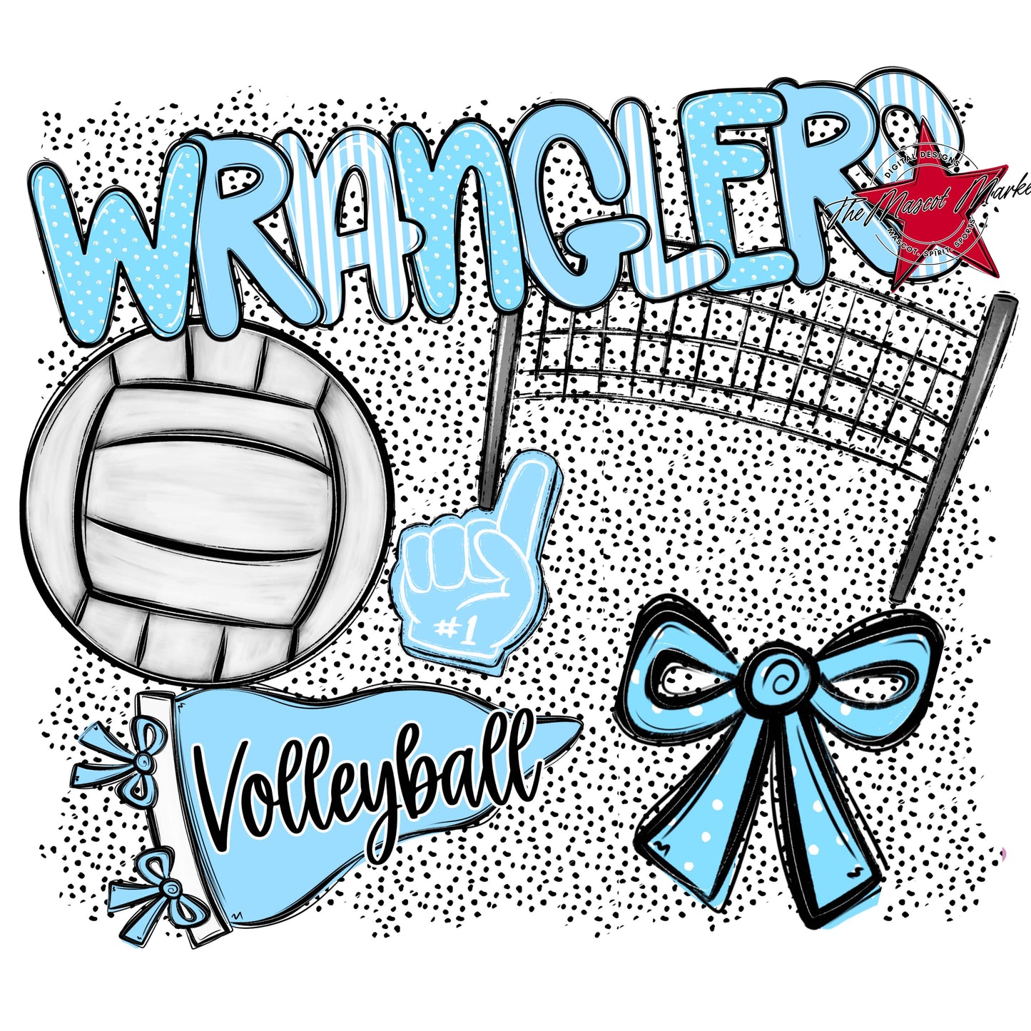 Wranglers Volleyball Spirit-Columbia Blue