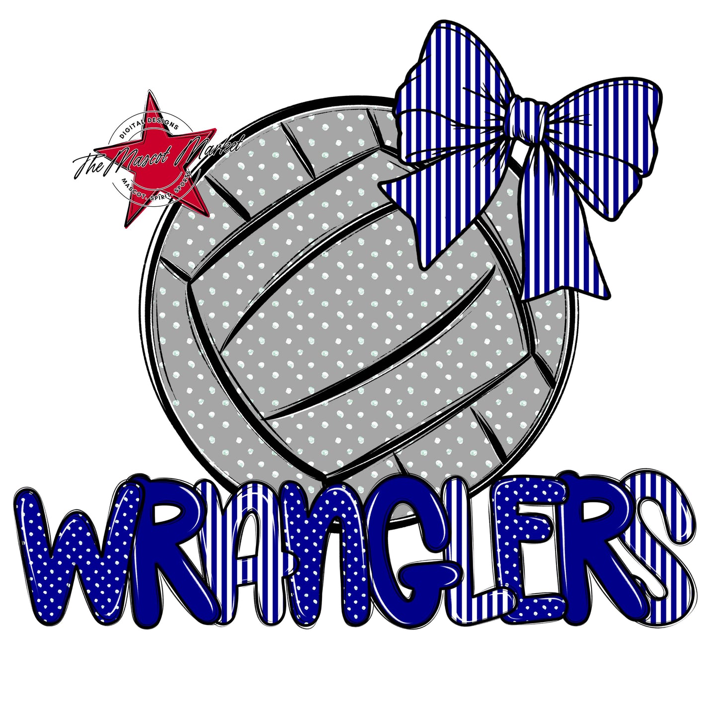 Wranglers Volleyball Spirit Design-Blue