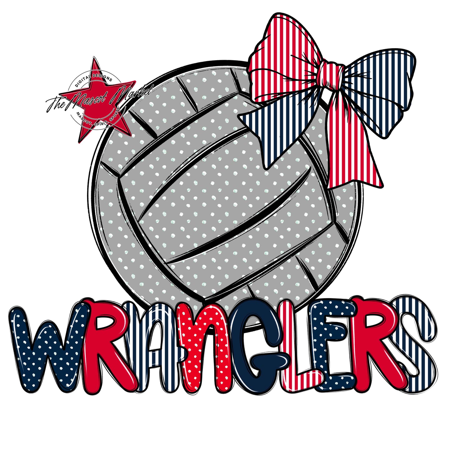 Wranglers Volleyball Spirit Design-Navy & Red
