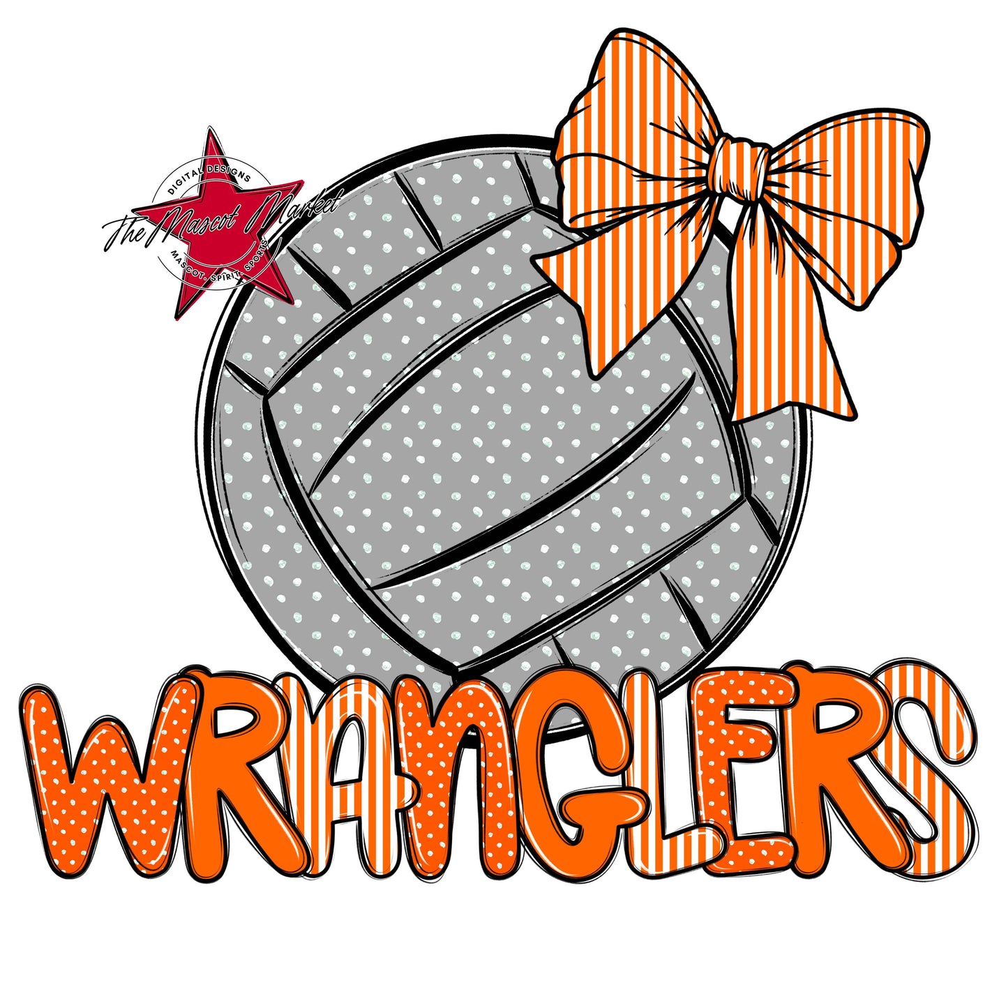 Wranglers Volleyball Spirit Design-Orange