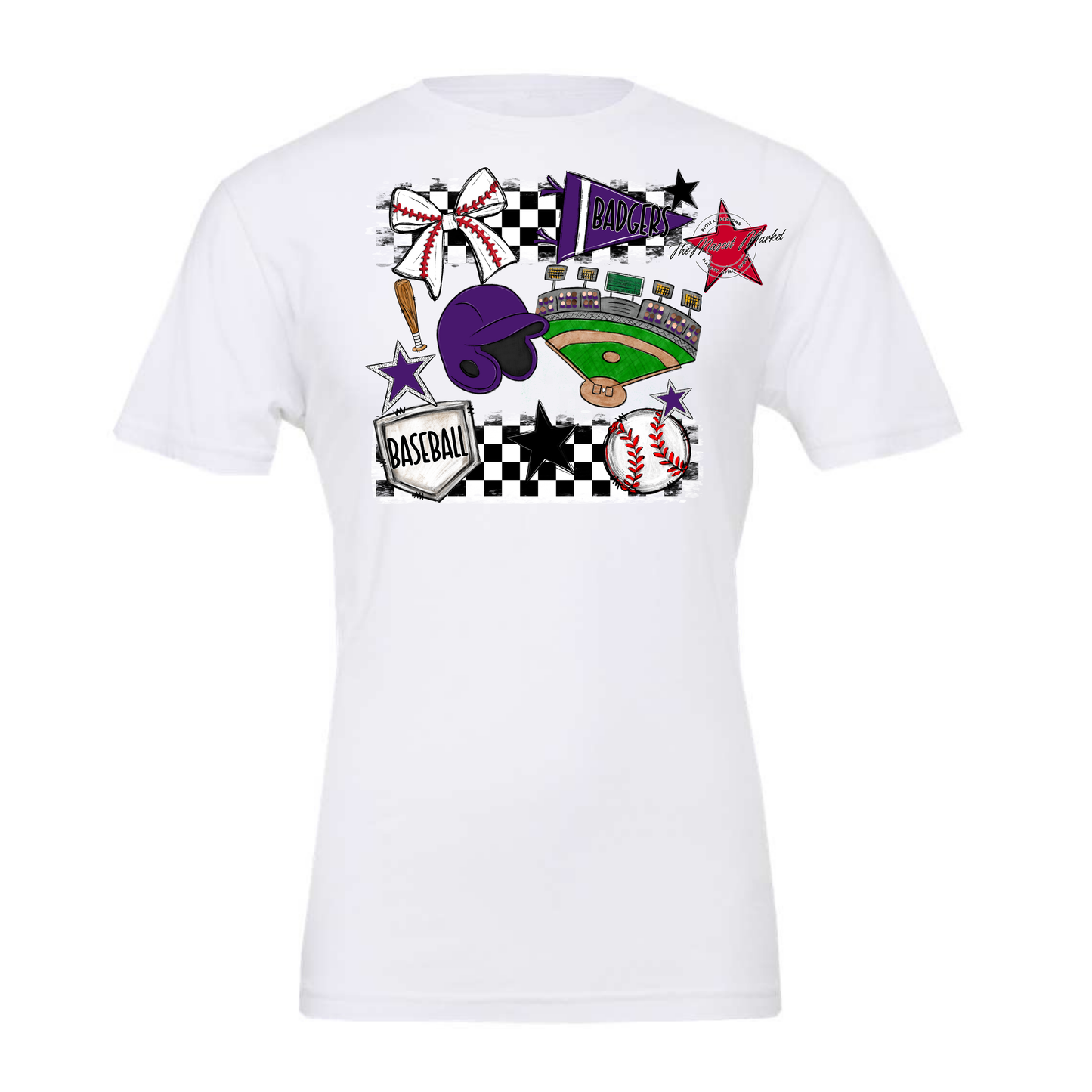 Badgers Baseball Checkers Design-Purple