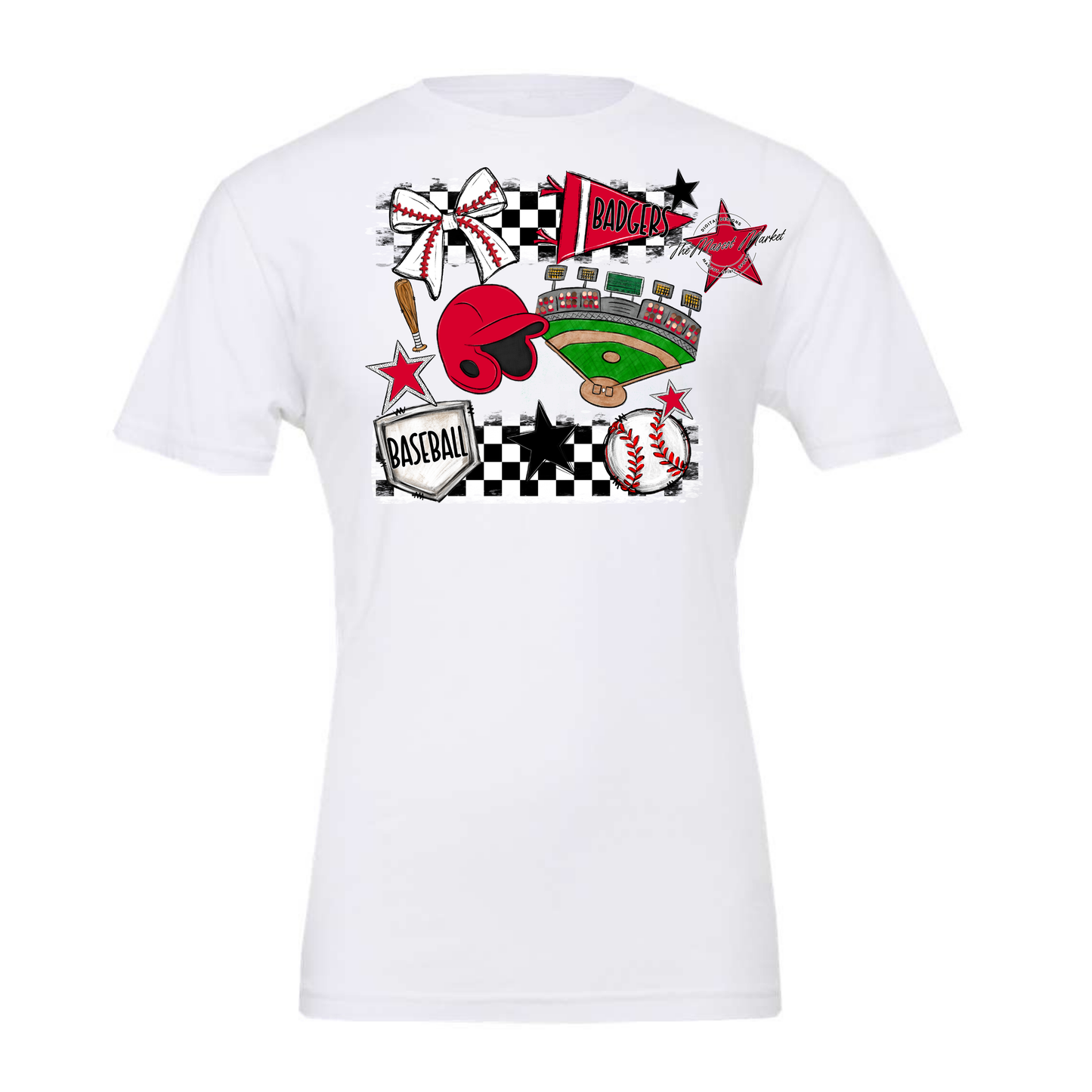 Badgers Baseball Checkers Design-Red