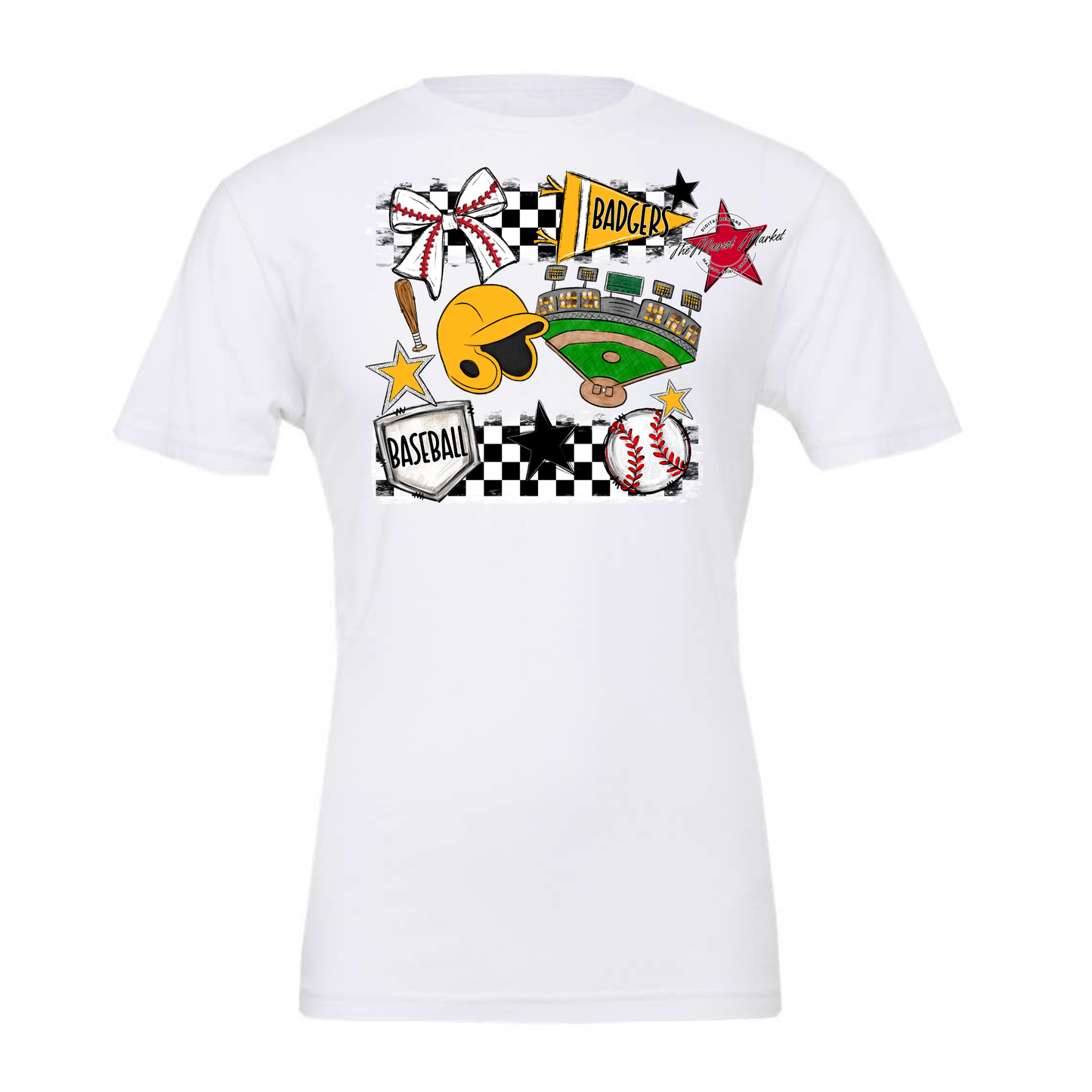 Badgers Baseball Checkers Design-Yellow