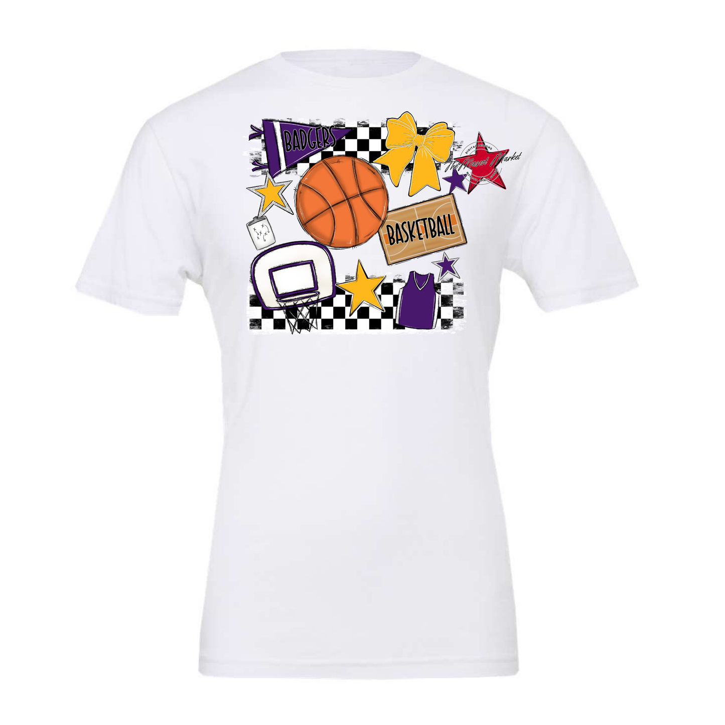 Badgers Basketball Checkers Design-Purple-Yellow