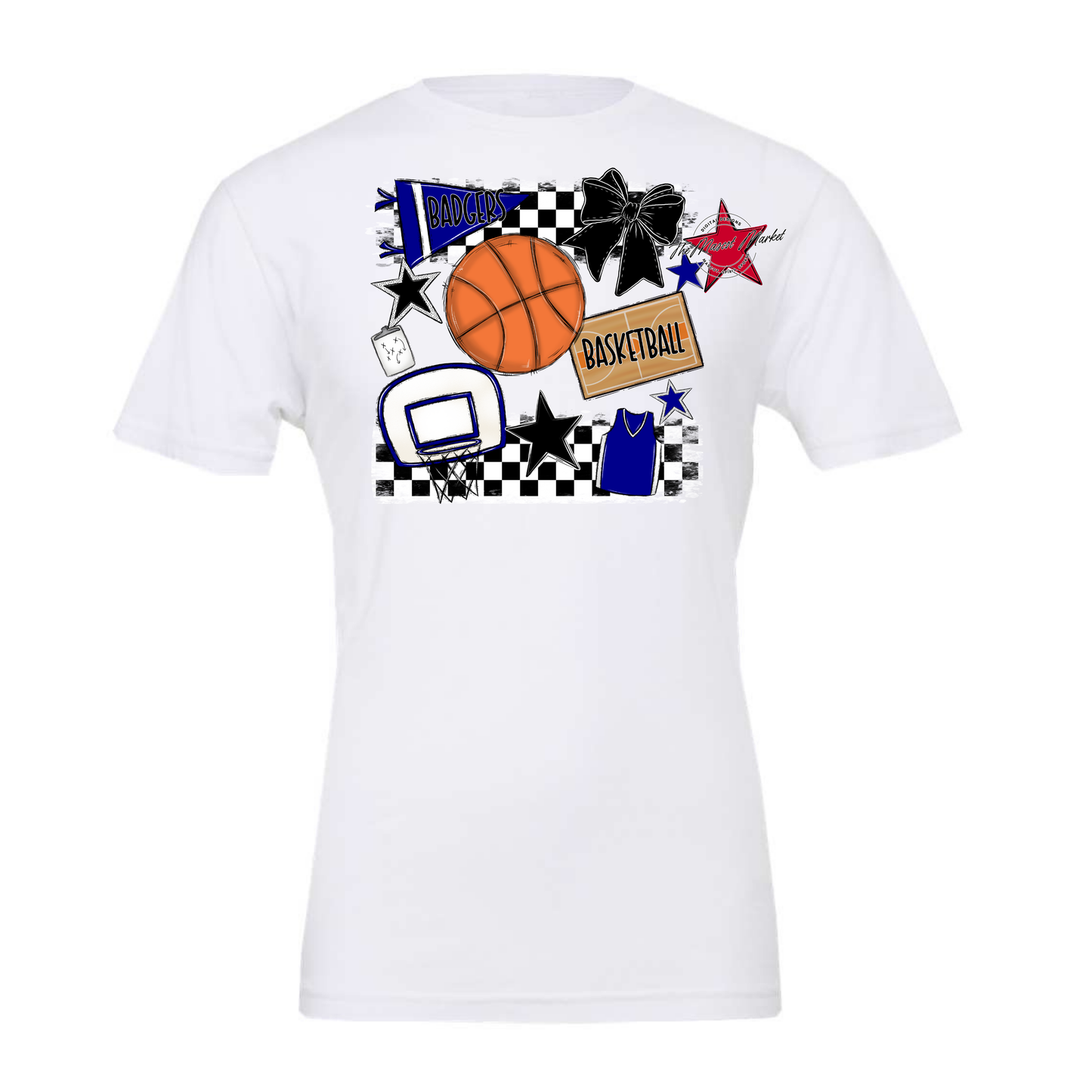 Badgers Basketball Checkers Design-Blue