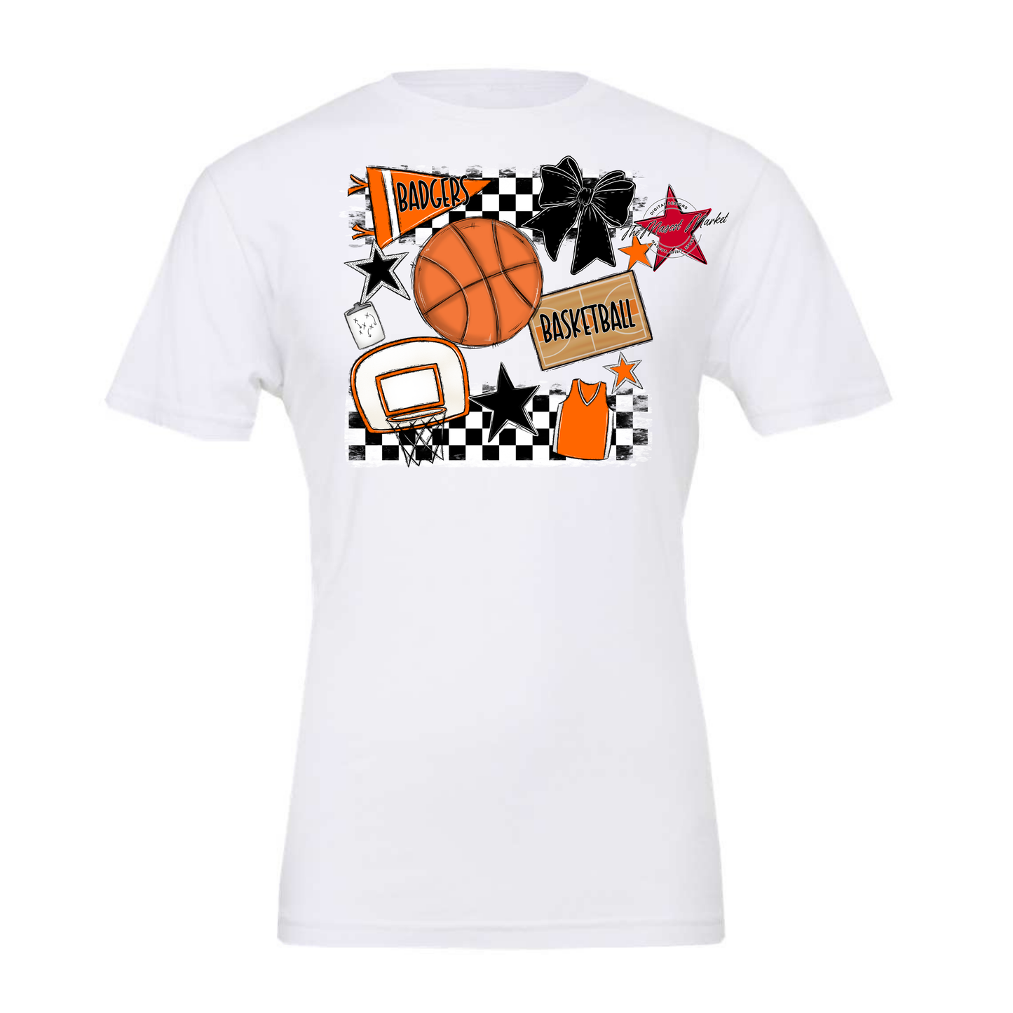 Badgers Basketball Checkers Design-Orange