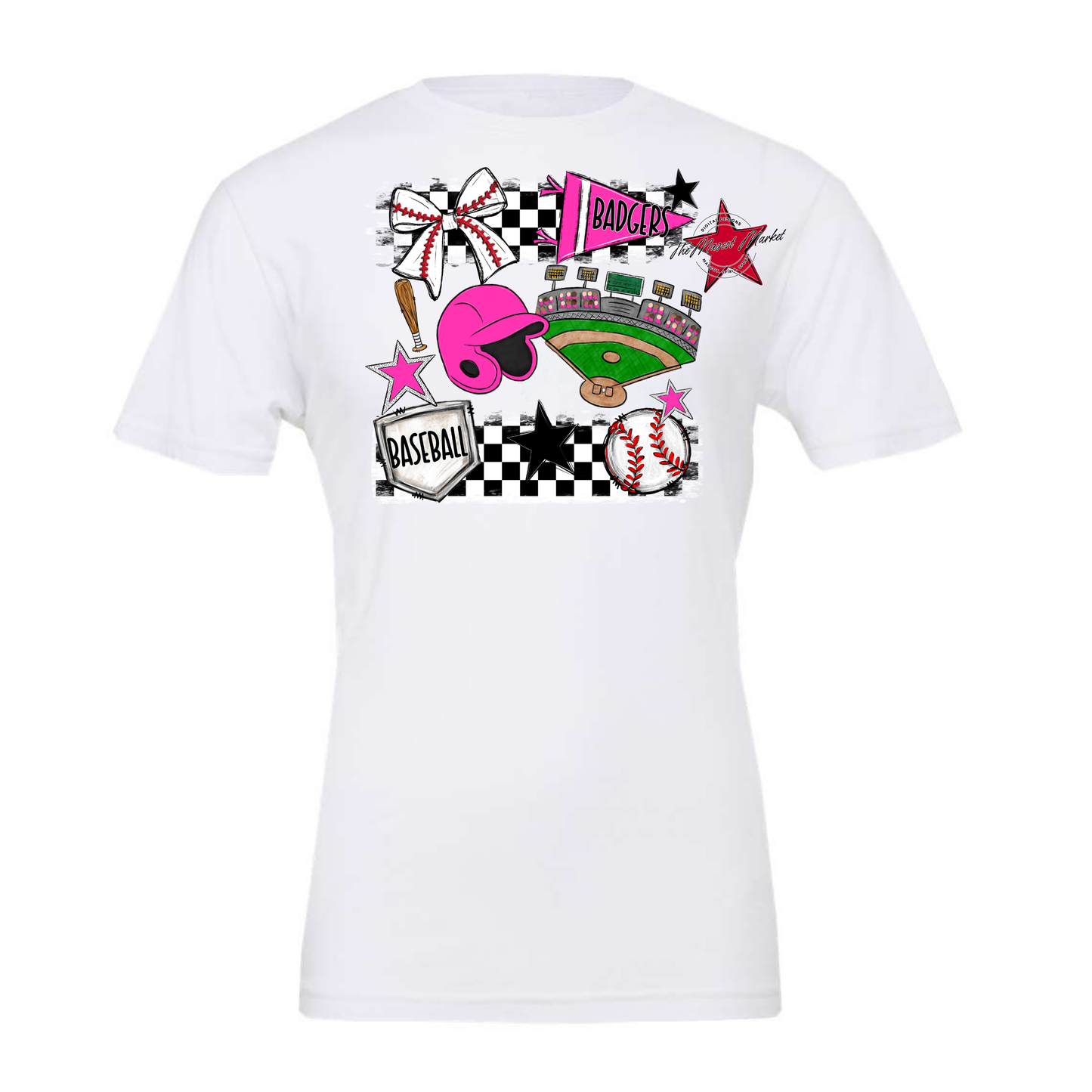 Badgers Baseball Checkers Design-Pink