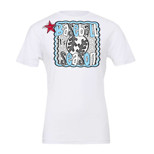 It's Baseball Season Dot Design-Columbia Blue