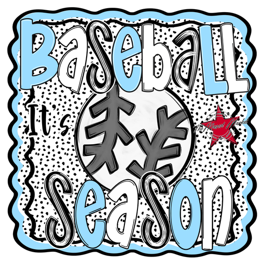 It's Baseball Season Dot Design-Columbia Blue