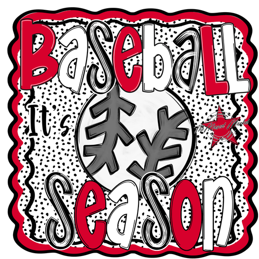 It's Baseball Season Dot Design-Red