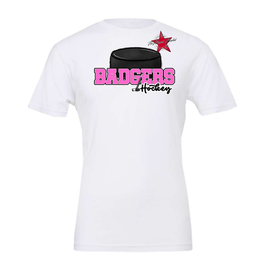Badgers Varsity Hockey Design-Baby Pink