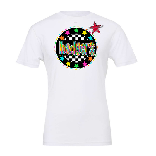 Badgers Circle Stars Design-Neon