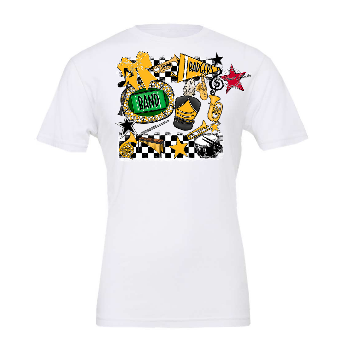 Badgers Band Checkers Design-Yellow