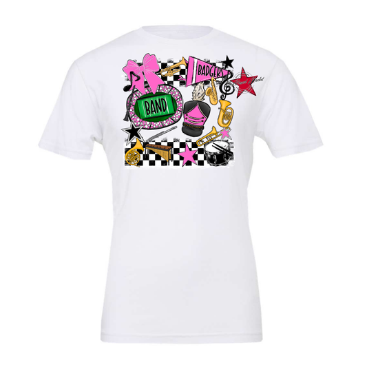 Badgers Band Checkers Design-Baby Pink