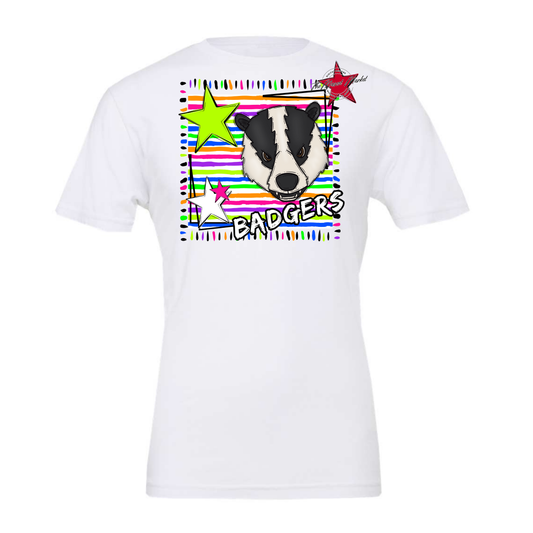 Badgers Mascot Line Frame Design-Neon White