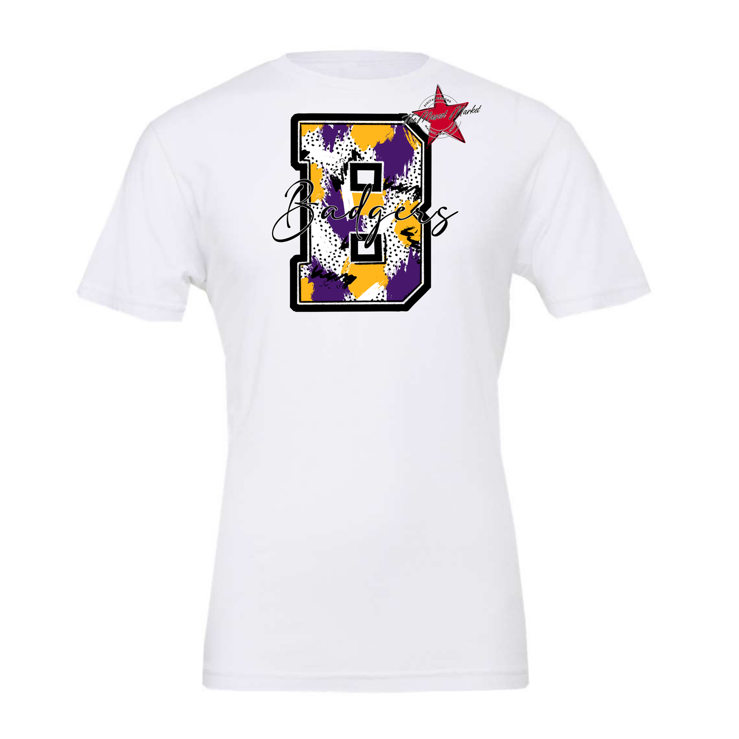 Badgers Alpha Paint Splat Design-Purple-Yellow