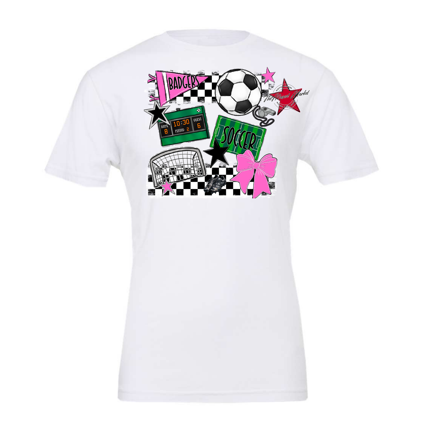 Badgers Soccer Checkers Design-Baby Pink