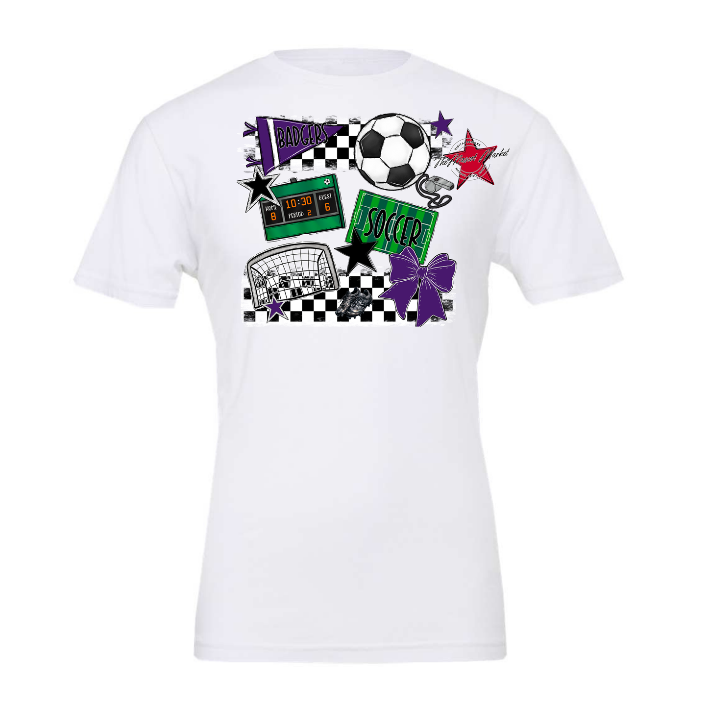 Badgers Soccer  Checkers Design-Purple
