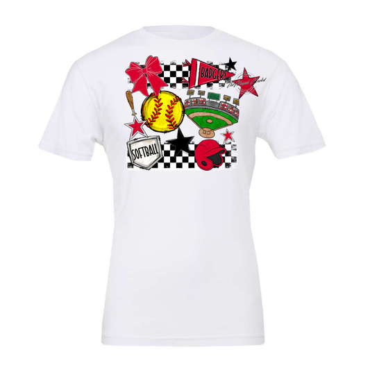 Badgers Softball  Checkers Design-Red