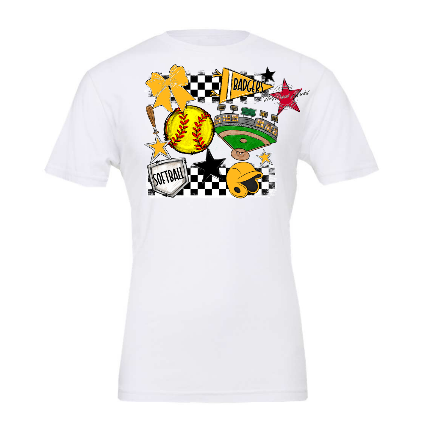 Badgers Softball Checkers Design-Yellow