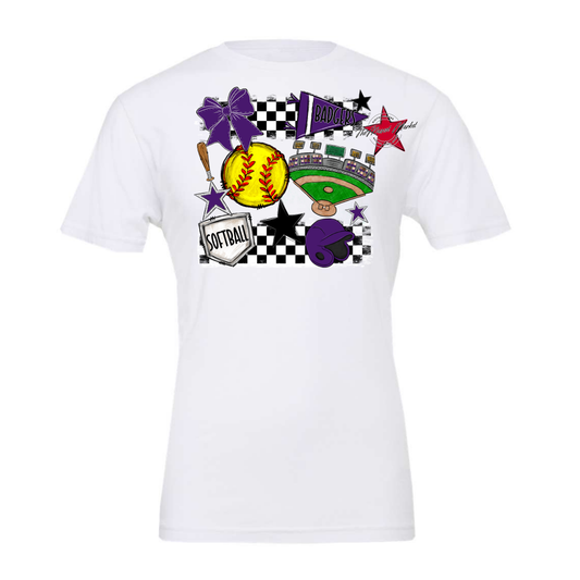 Badgers Softball  Checkers Design-Purple