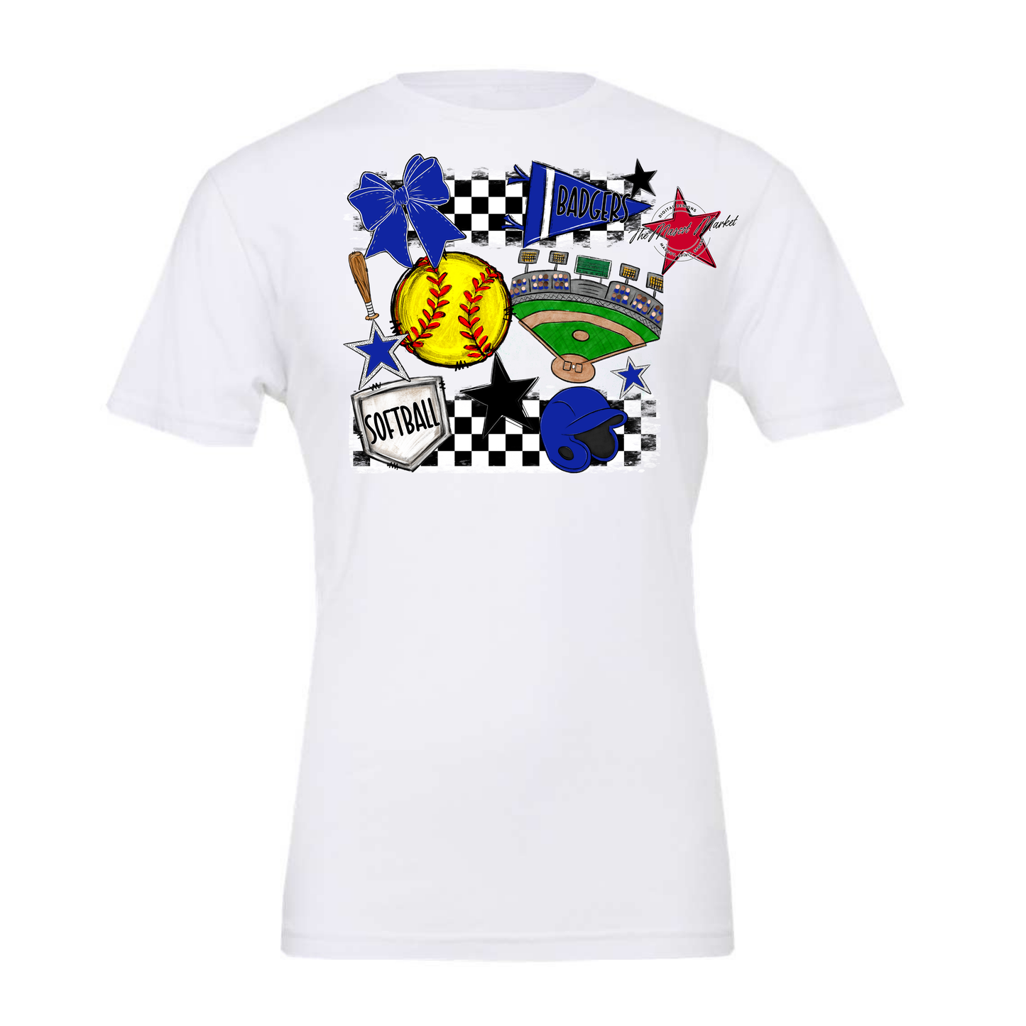 Badgers Softball  Checkers Design-Royal Blue