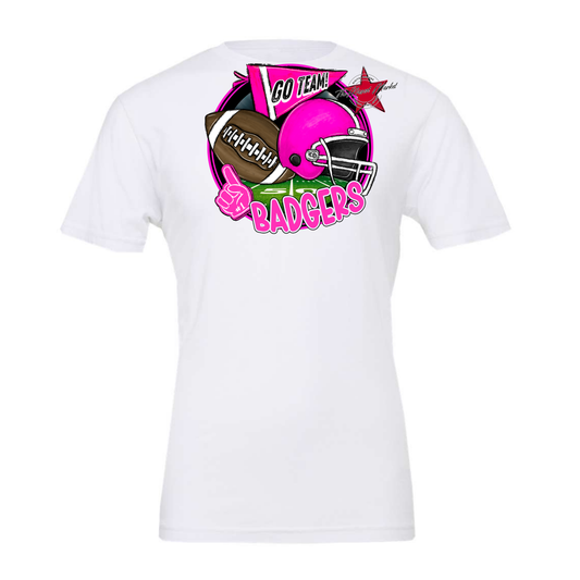 Badgers Circle Football Design-Pink