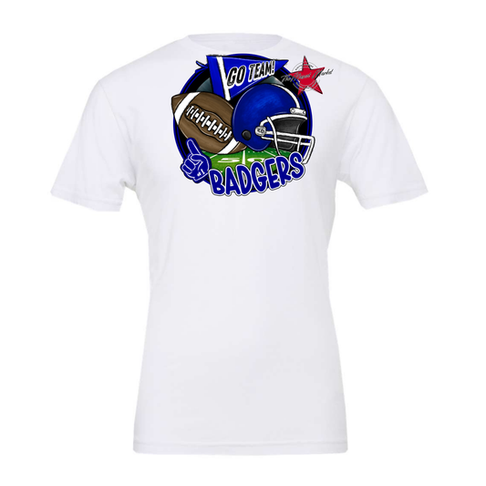 Badgers Circle Football Design-Blue