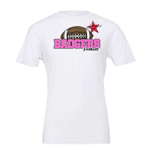 Badgers Varsity Football Design-Baby Pink