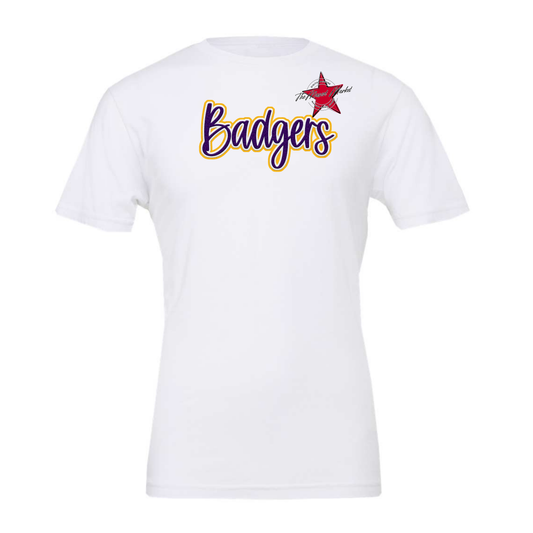 Badgers Faux Chenille Patch Design-Purple-Yellow