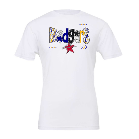 Badgers Brushstroke Alpha-Blue-Yellow-black