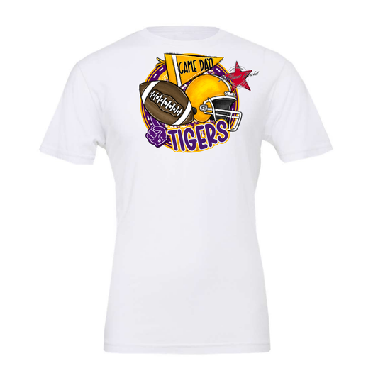 Tigers Circle Football Design-Purple-Yellow