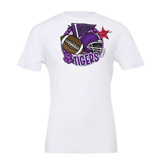 Tigers Circle Football Design-Purple-Grey