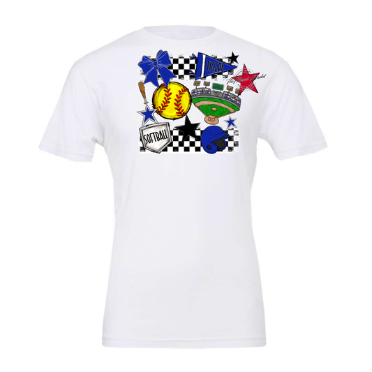 Tigers Checkers Softball Spirit Design-Royal Blue