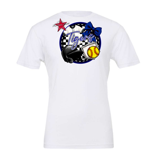 Tigers Circle Softball Design-Blue