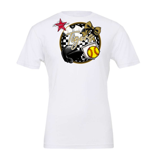 Tigers Circle Softball Design-Gold