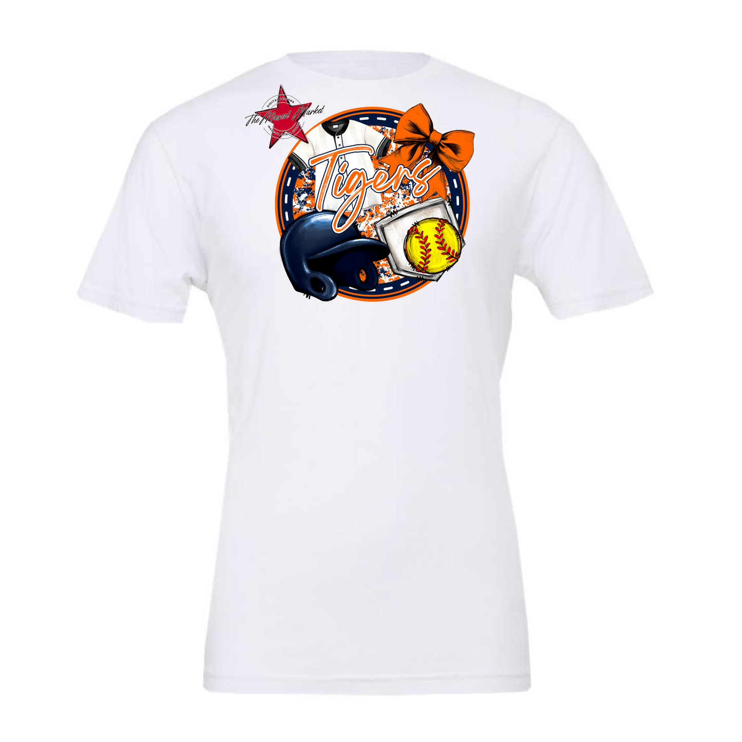 Tigers Circle Softball Design-Navy-Orange
