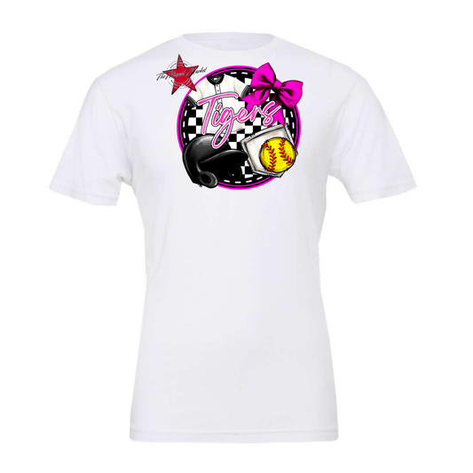 Tigers Circle Softball Design-Pink