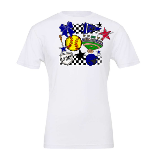 Tigers Checkers Softball Spirit Design-Blue