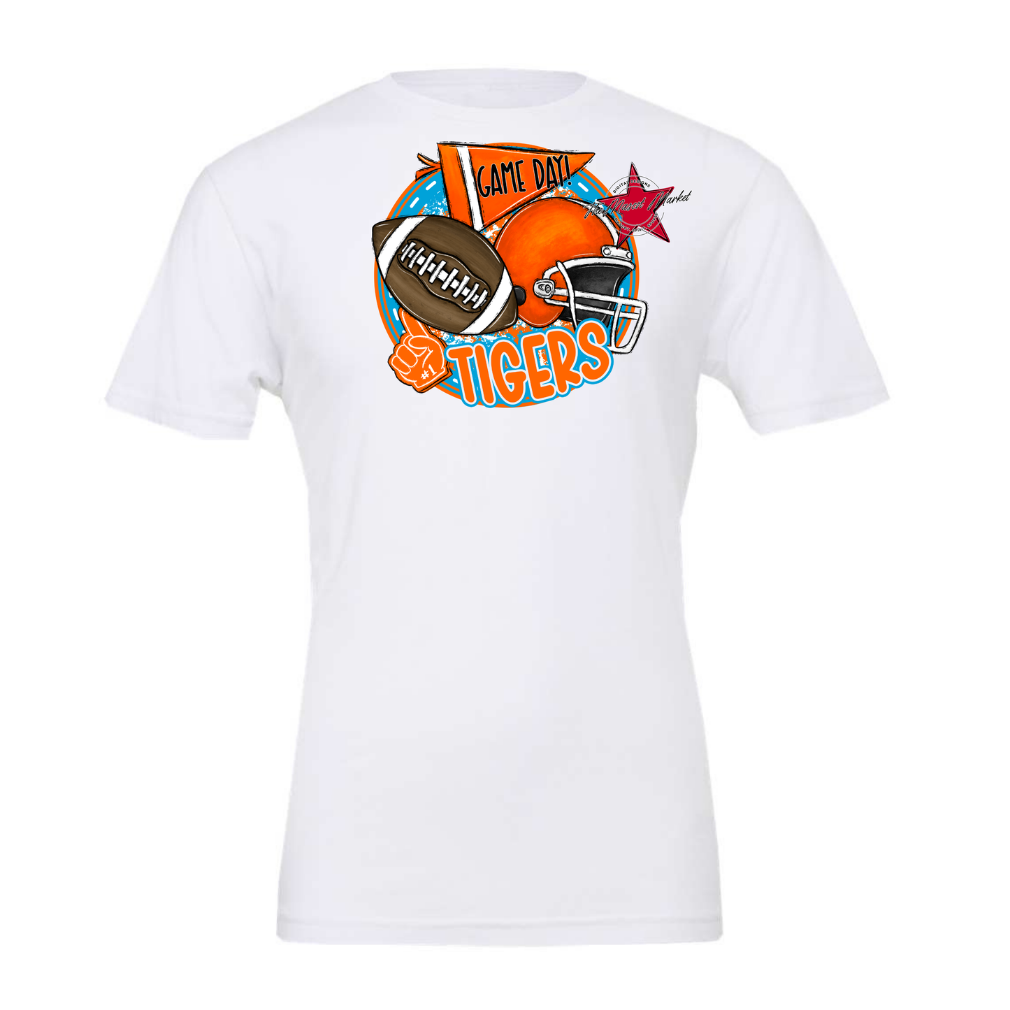 Tigers Circle Football Design-Carolina Blue-Orange