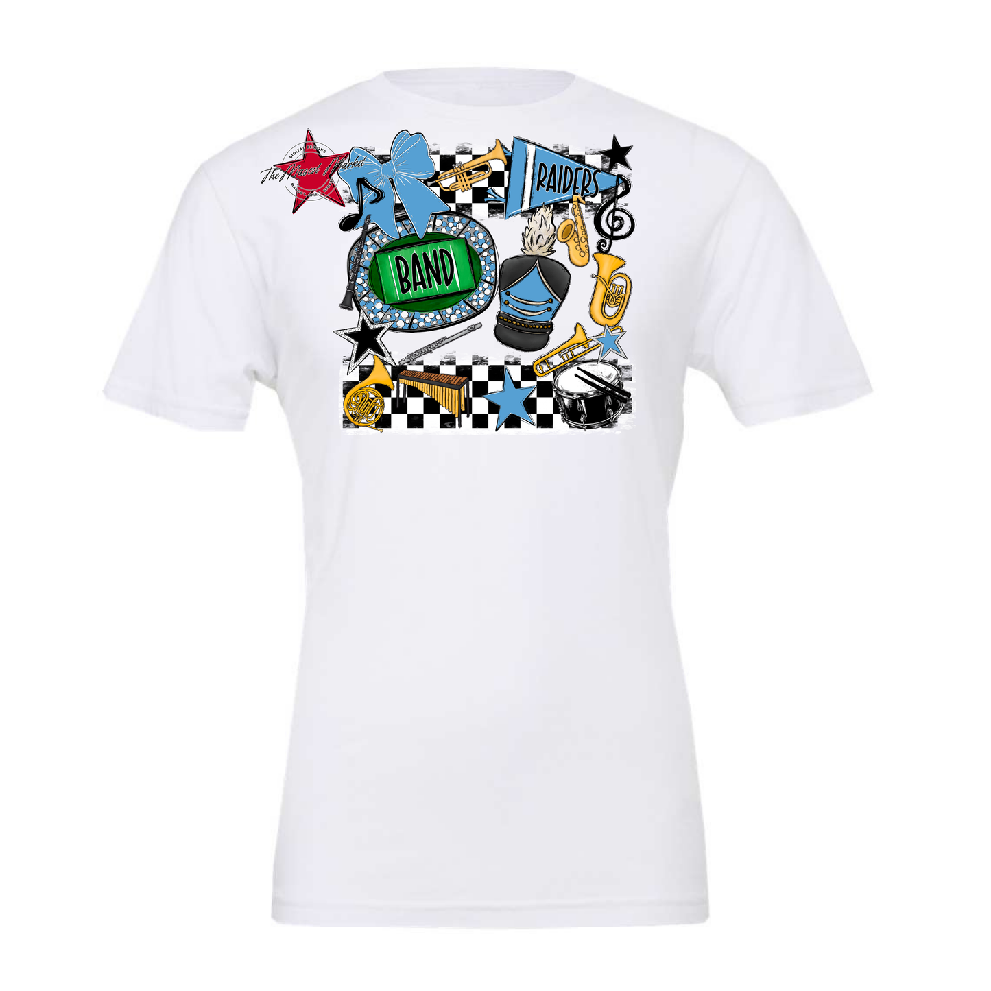 Raiders Band Checkers Design-Carolina Blue
