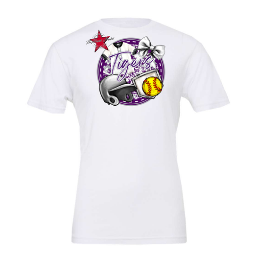 Tigers Circle Softball Design-Purple-Grey