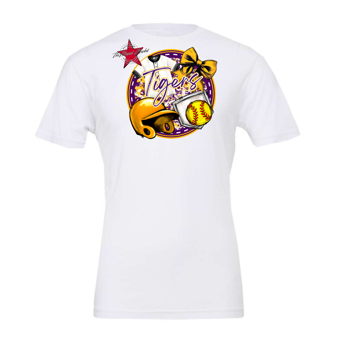 Tigers Circle Softball Design-Purple-Yellow