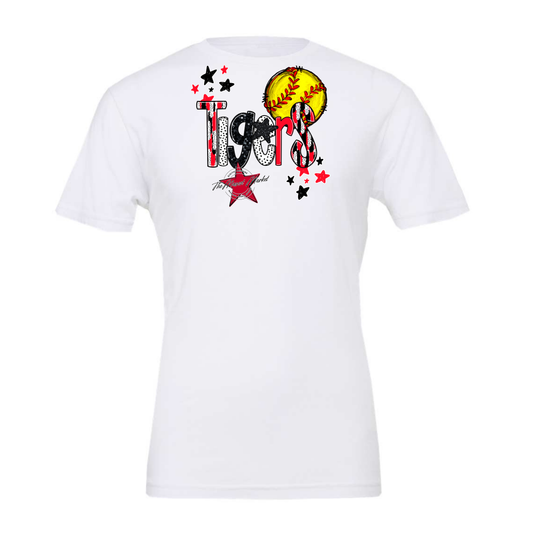 Tigers Softball Scrape-Bright Red