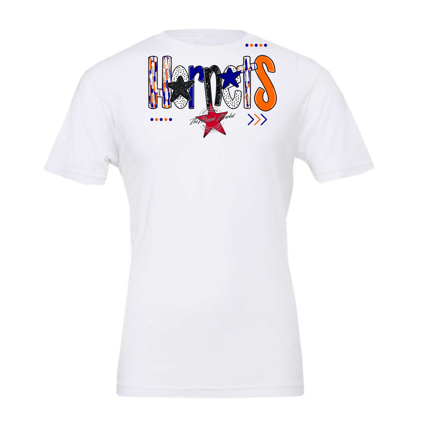 Hornets Brushstroke Alpha w Arrows-Blue-Orange