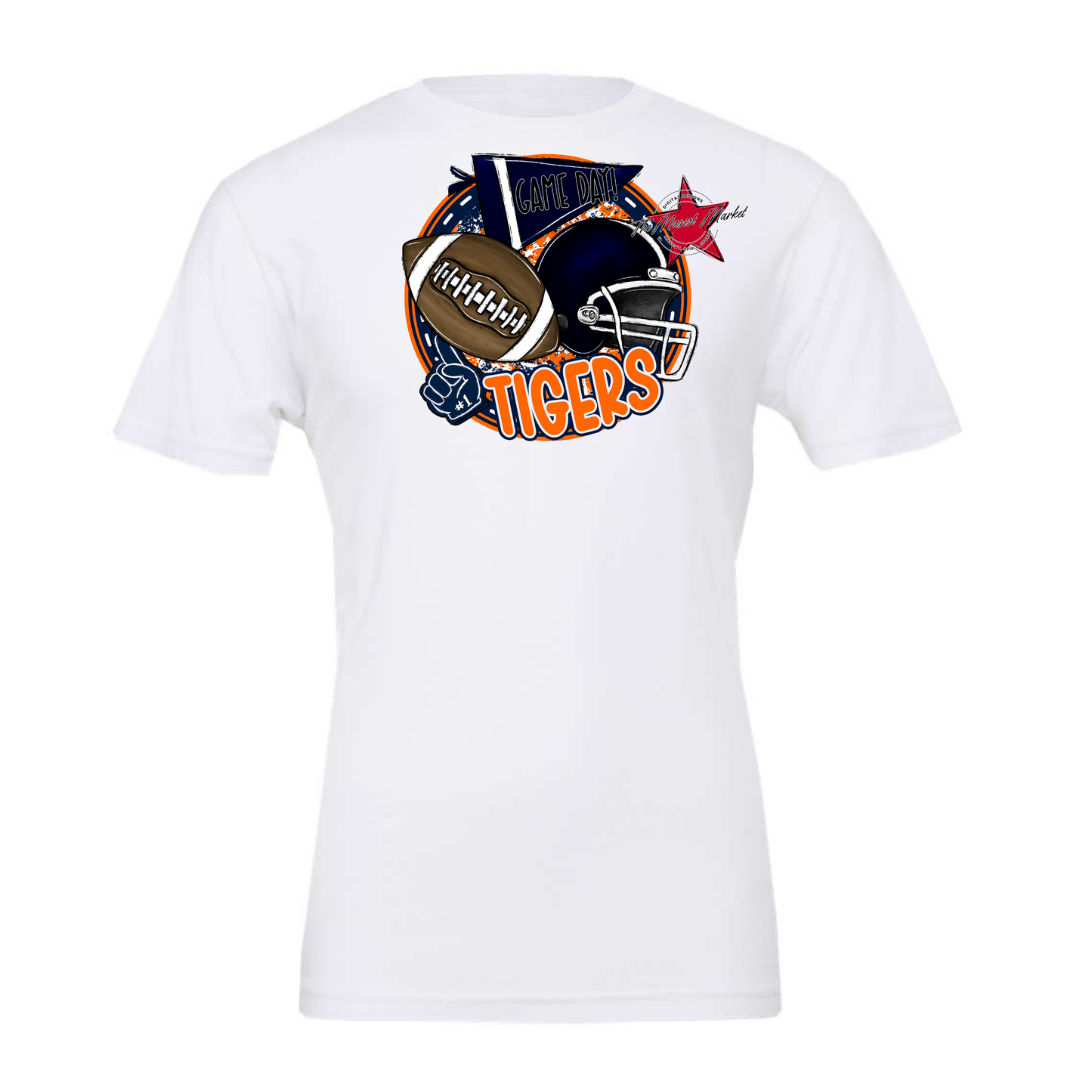 Tigers Circle Football Design-Navy-Orange