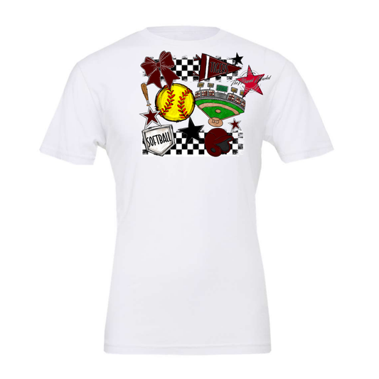 Tigers Checkers Softball Spirit Design-Maroon