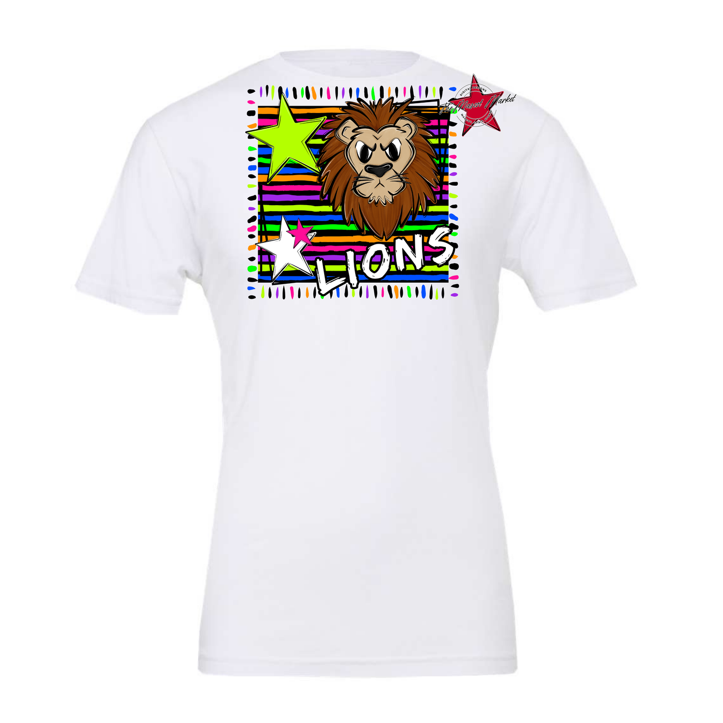 Lions Mascot Frame-Neon Black