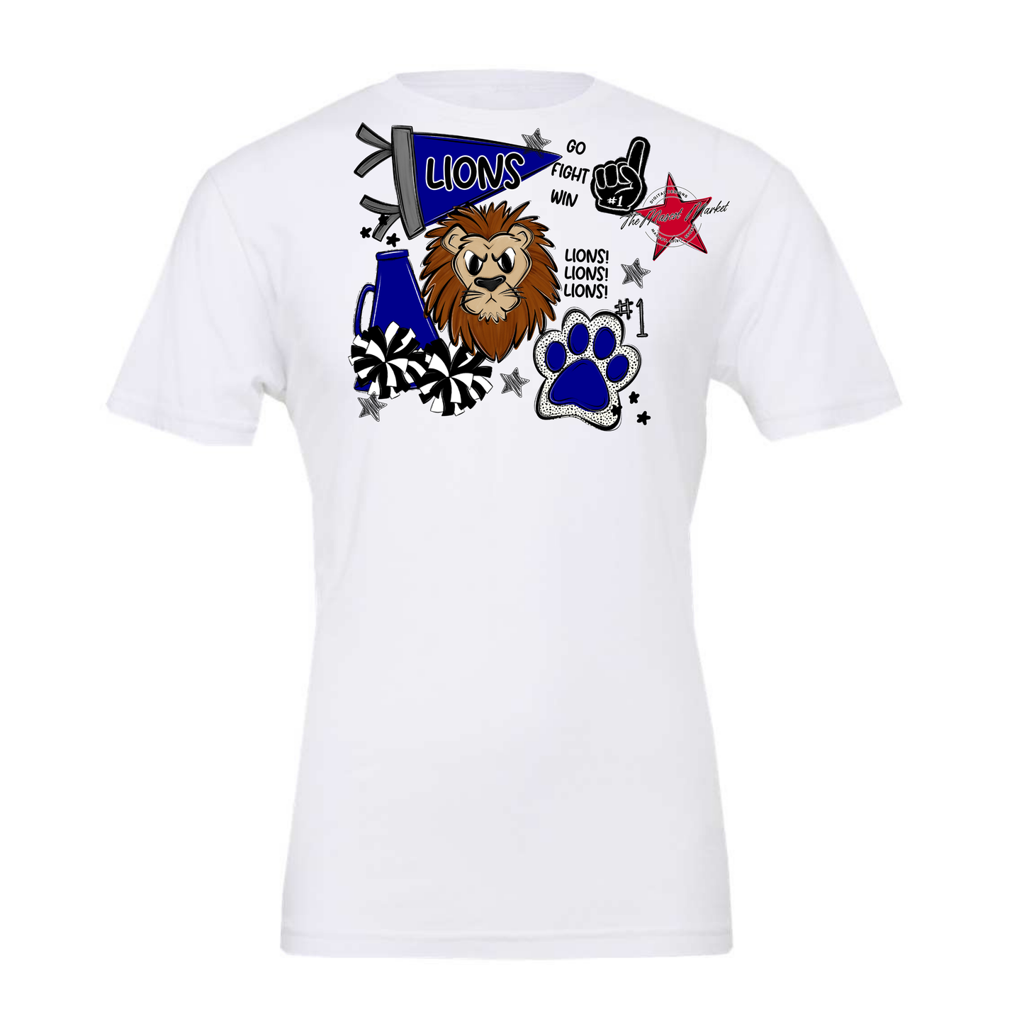 Lions Mixed Mascot Spirit Design-Blue